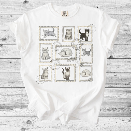 Cat Postal Stamps T-Shirt | Cute Cat Mom Gift