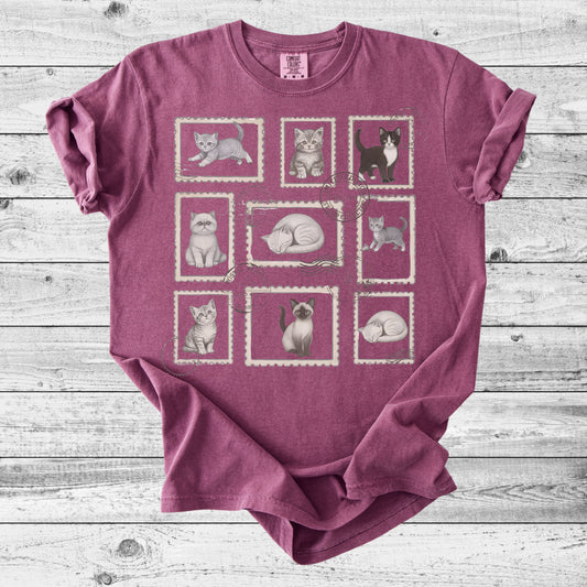 Cat Postal Stamps T-Shirt | Cute Cat Mom Gift