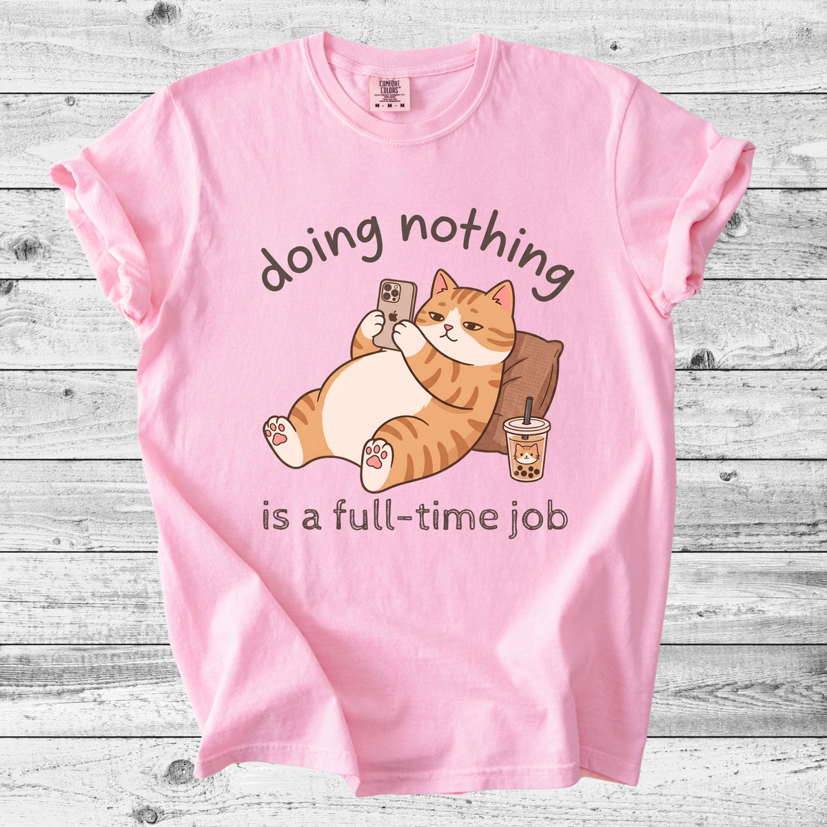 Doing Nothing Is a Full-Time Job Cat T-Shirt | Funny Cat Lover Gift