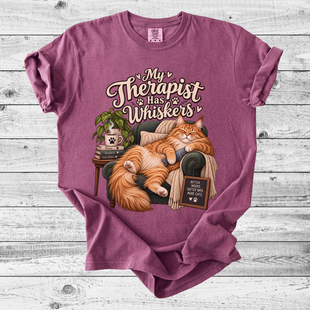 My Therapist Has Whiskers Cat T-Shirt | Funny Cat Mom Gift