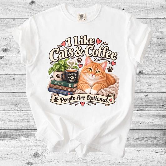 Cats & Coffee T-Shirt | Funny Cat Mom Gift for Coffee Lovers