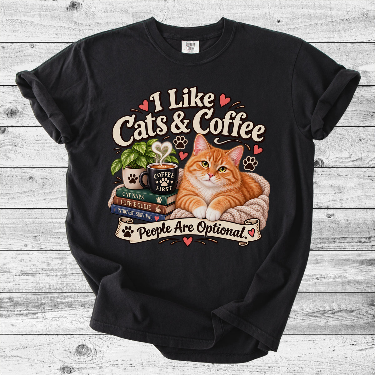 Cats & Coffee T-Shirt | Funny Cat Mom Gift for Coffee Lovers