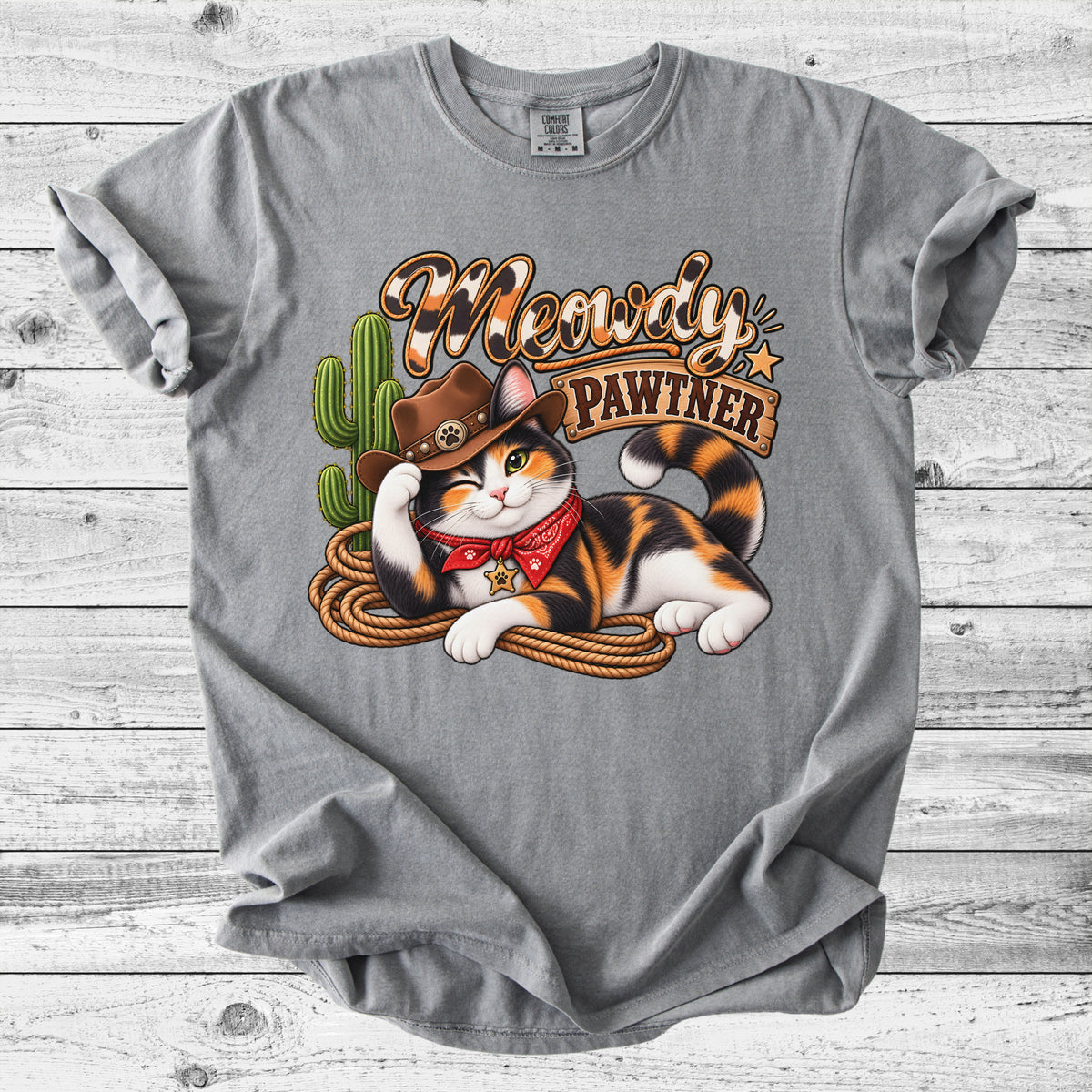 Cowboy Pawtner Western Cat T-Shirt | Funny Cat Lover Gift
