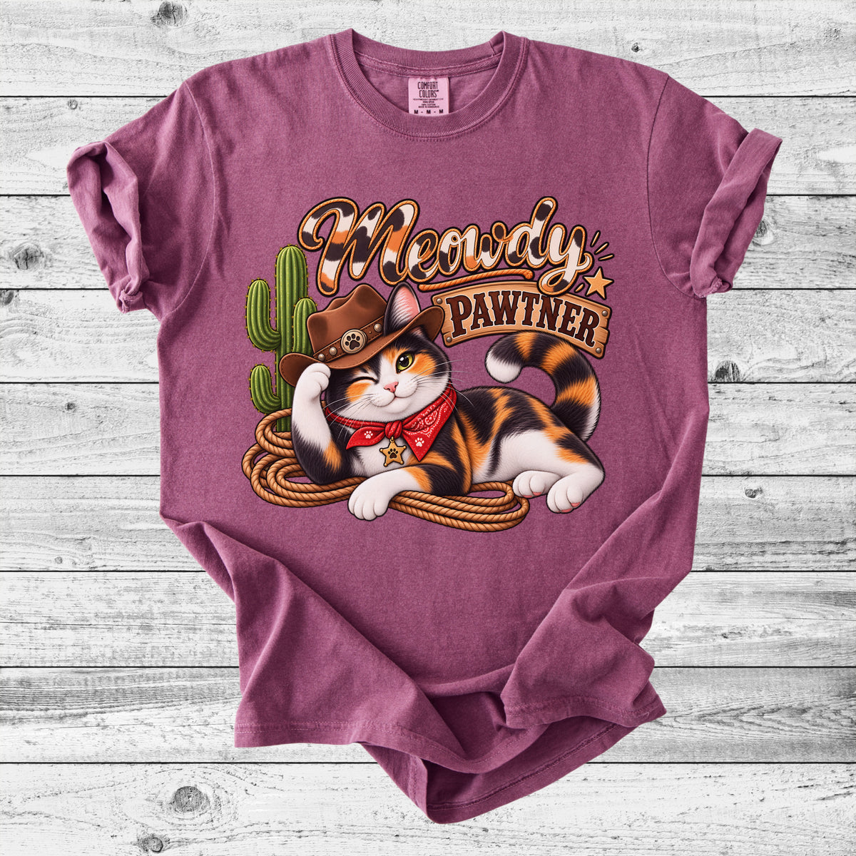 Cowboy Pawtner Western Cat T-Shirt | Funny Cat Lover Gift