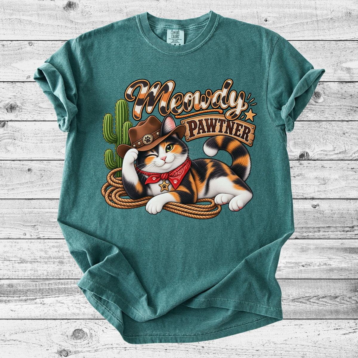 Cowboy Pawtner Western Cat T-Shirt | Funny Cat Lover Gift