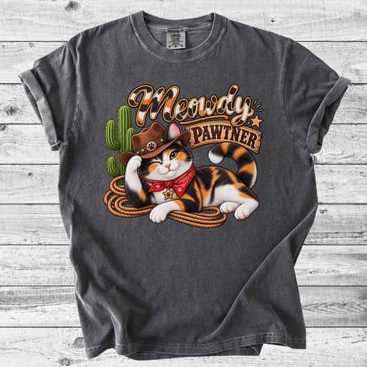 Cowboy Pawtner Western Cat T-Shirt | Funny Cat Lover Gift