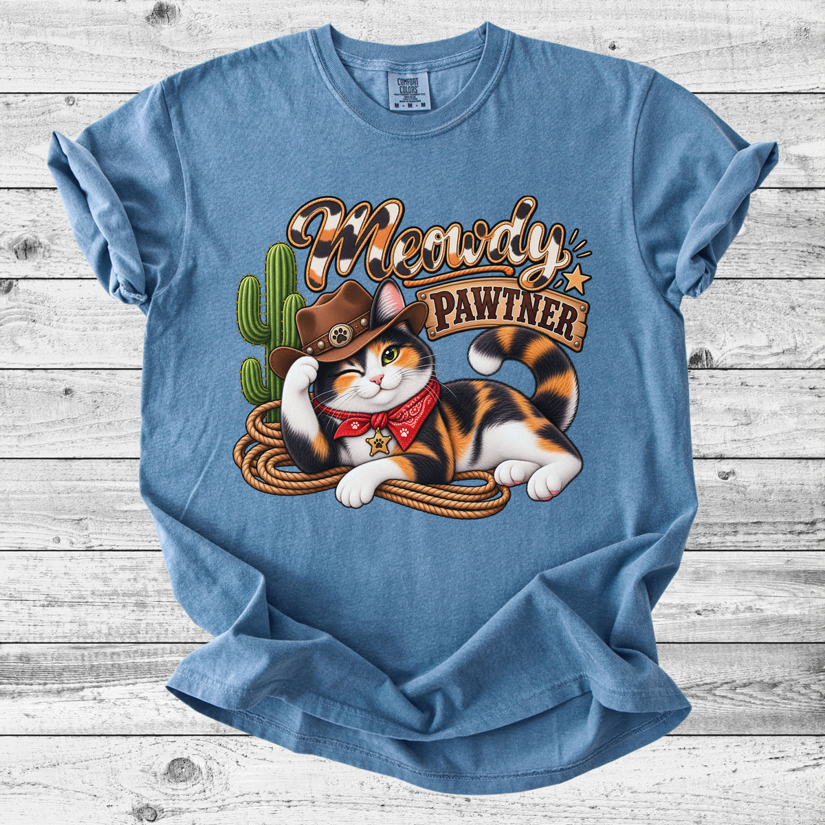 Cowboy Pawtner Western Cat T-Shirt | Funny Cat Lover Gift