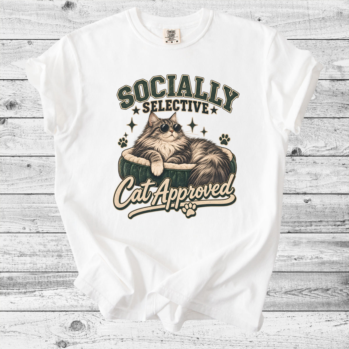 Socially Selective, Cat Approved T-Shirt | Introvert Cat Mom Gift