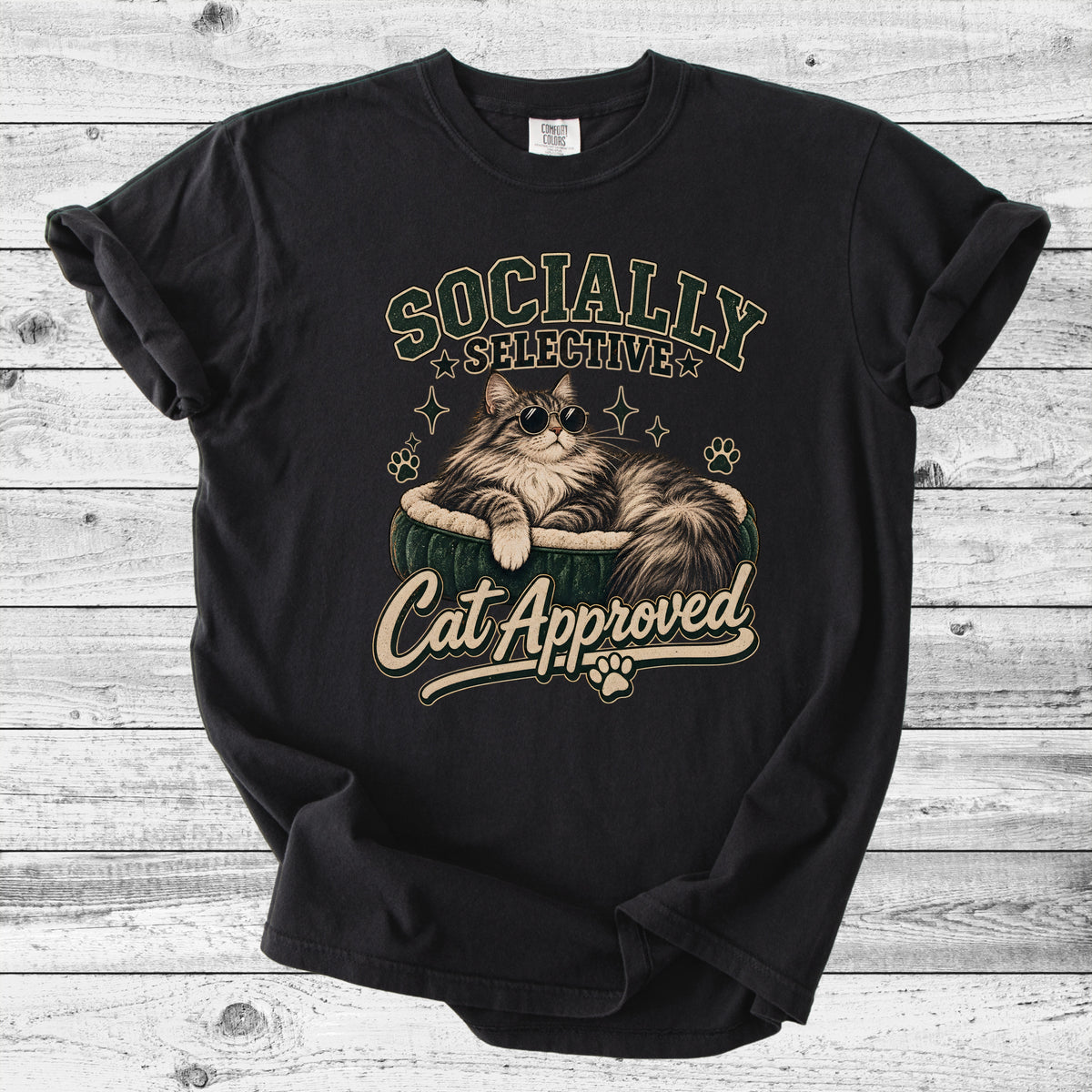 Socially Selective, Cat Approved T-Shirt | Introvert Cat Mom Gift
