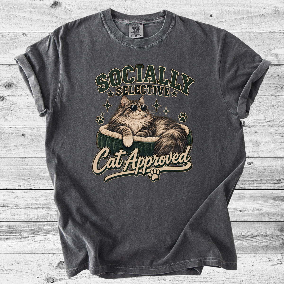 Socially Selective, Cat Approved T-Shirt | Introvert Cat Mom Gift