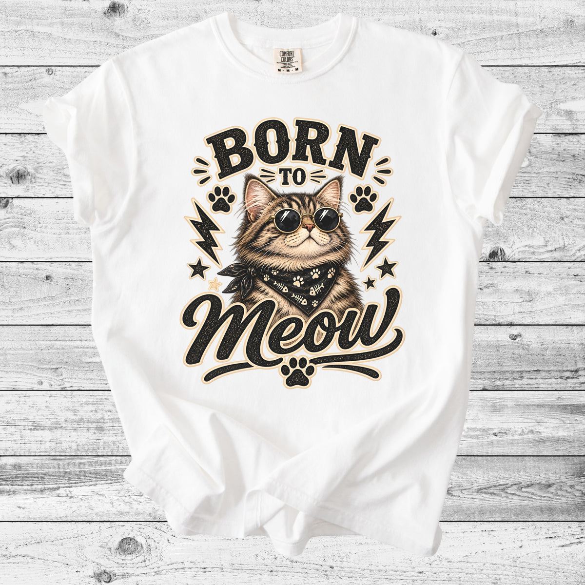 Born to Meow Cat T-Shirt | Retro Cat Lover Gift