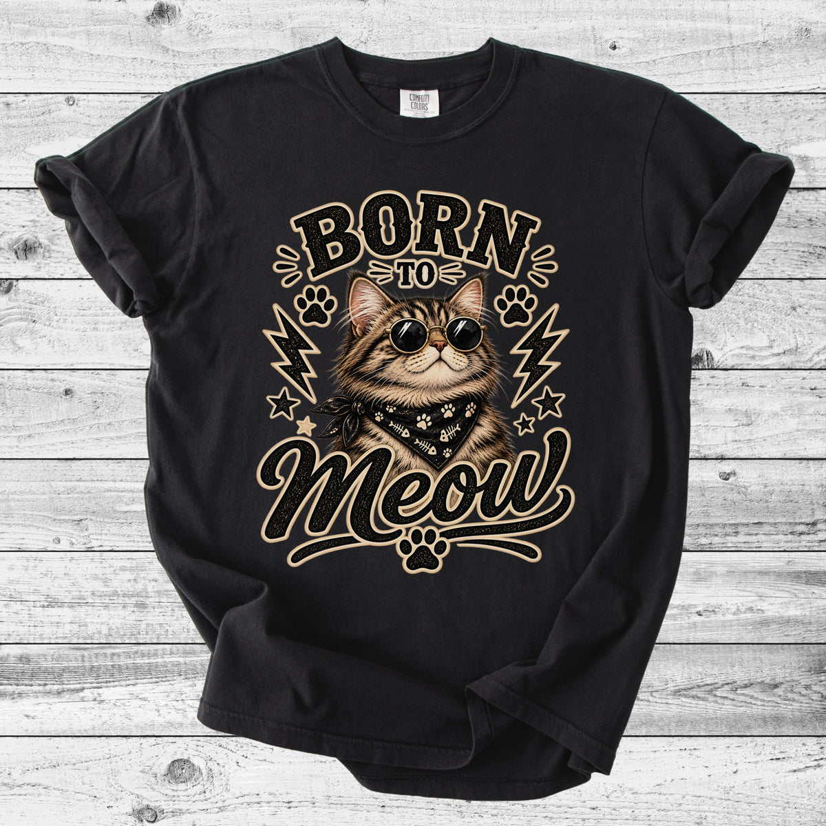 Born to Meow Cat T-Shirt | Retro Cat Lover Gift