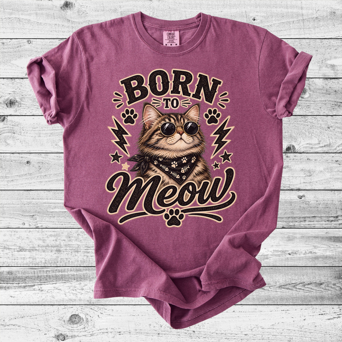 Born to Meow Cat T-Shirt | Retro Cat Lover Gift