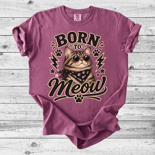Born to Meow Cat T-Shirt | Retro Cat Lover Gift