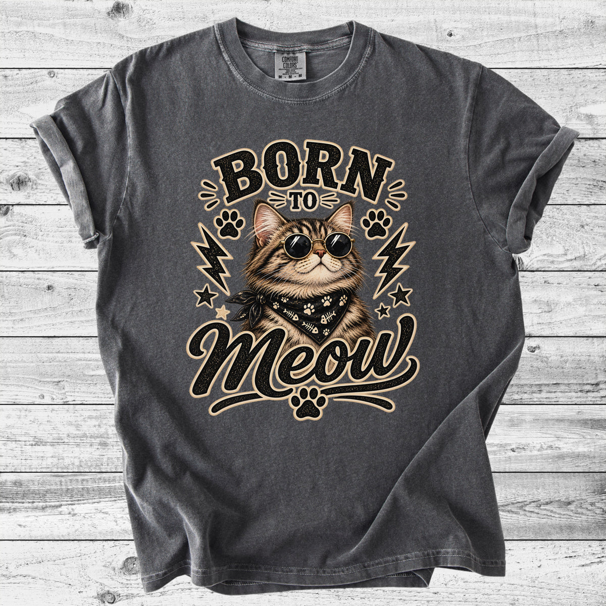Born to Meow Cat T-Shirt | Retro Cat Lover Gift