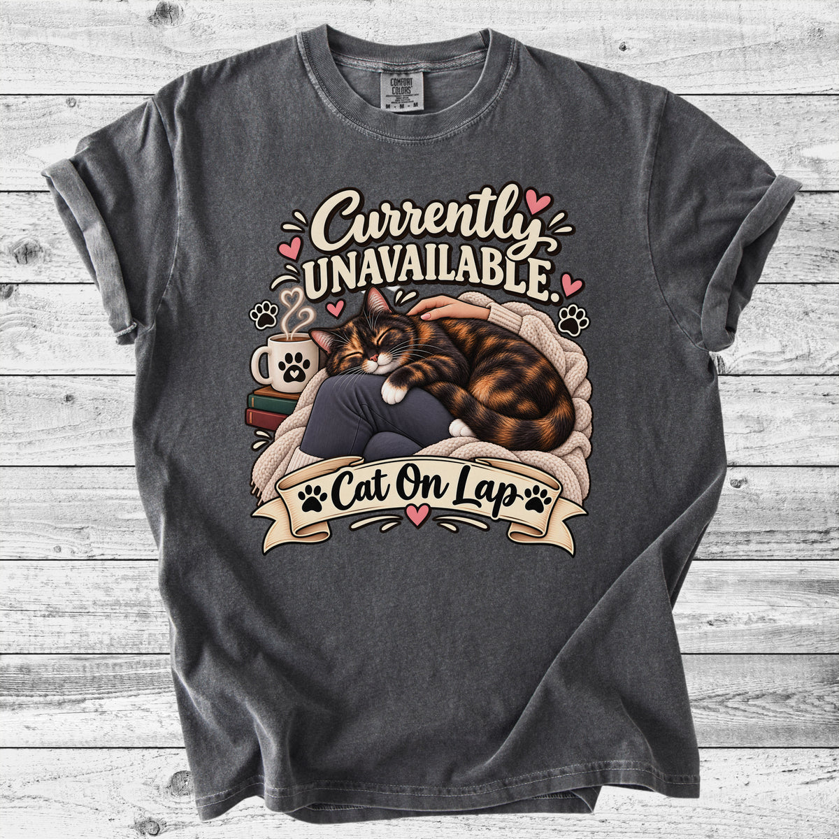 Currently Unavailable: Cat On My Lap T-Shirt | Funny Cat Mom Gift