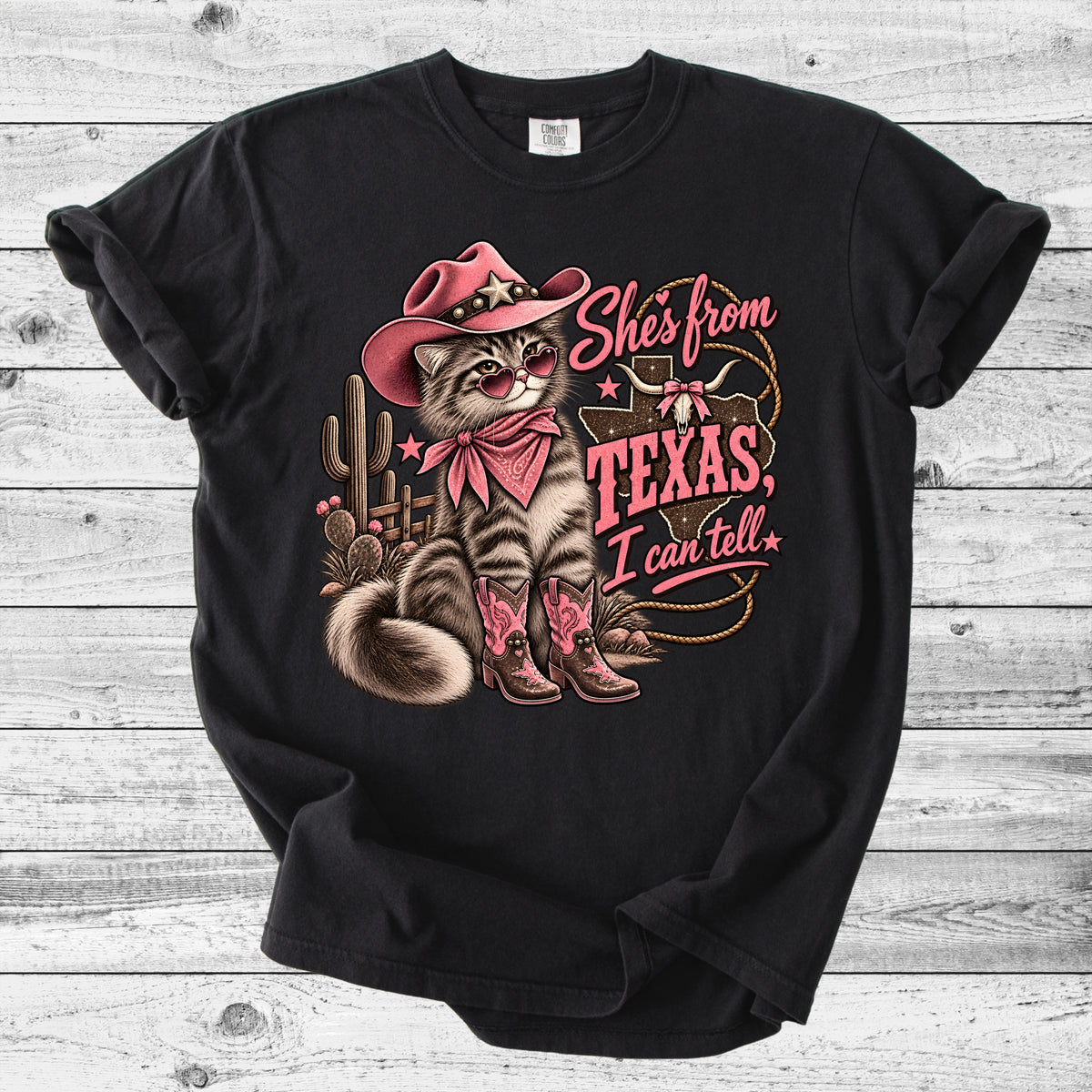 Texas Cowgirl Cat T-Shirt